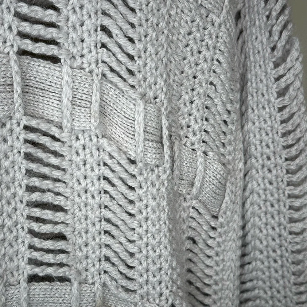 BCBG Alpaca Open Knit Tunic Sweater, Grey - Size XS.